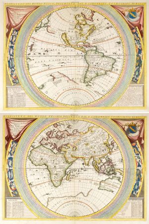 Coronelli, pair of world maps, Planisfero del Mondo Nouvo...; Planisfero de Mondo Vecchio...