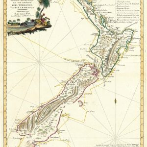 Zatta map of New Zealand, La Nuova Zelanda trascorsa nel 1769 e 1770 dal Cook comandante dell'Endeavour vascello di S.M. Britannica.