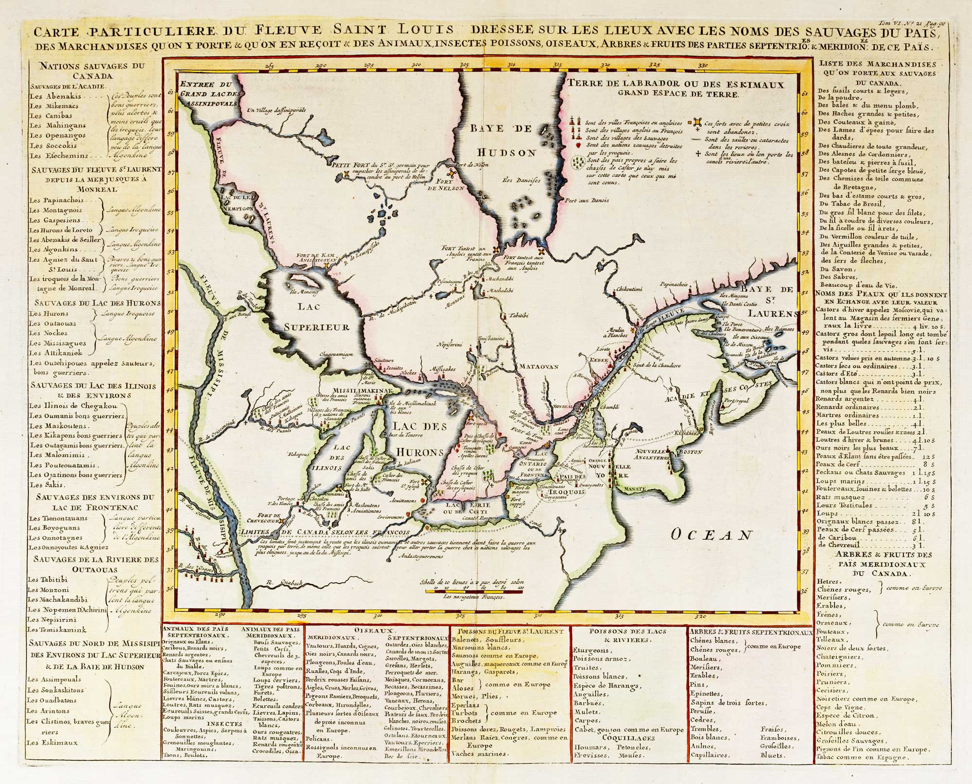 Chatelain, French Canada, Carte Particuliere de Fleuve Saint Louis Dresse 1720