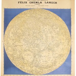 Chemla Lamech, map of the Moon 1946, varte Générale de la Lune Dressée et Dessinée d'Après l'Observation par Félix Chemla Lamech. Sélénographe.