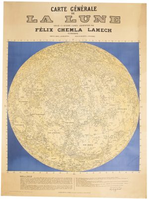 Chemla Lamech, map of the Moon 1946, varte Générale de la Lune Dressée et Dessinée d'Après l'Observation par Félix Chemla Lamech. Sélénographe.