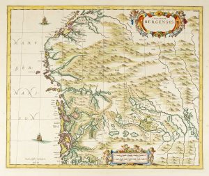 Jansson, map of Bergen 1680, Episcopatus Bergensis.