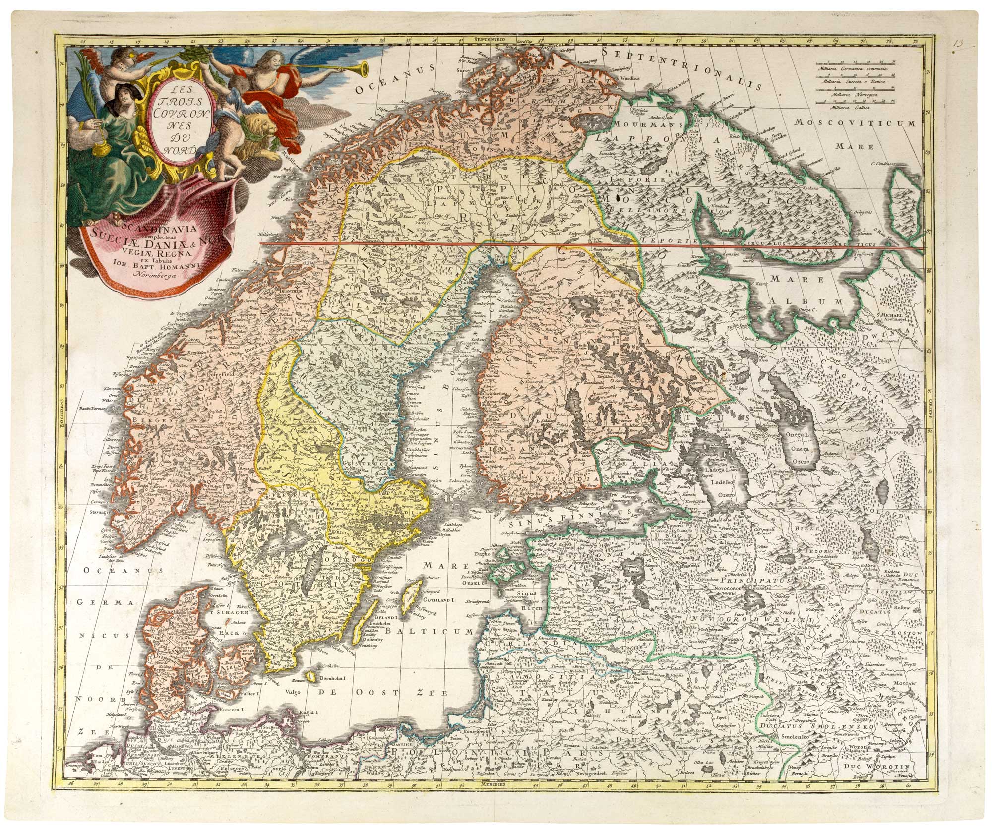 Homann, Scandinavia complectens Sueciae, Daniae & Norwegiae Regna, 1730