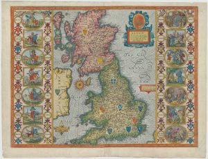 John Speed's map of the Saxon Heptarchy, titled: Britain As It Was Devided in the tyme of the Englishe Saxons especially during their Heptarchy.