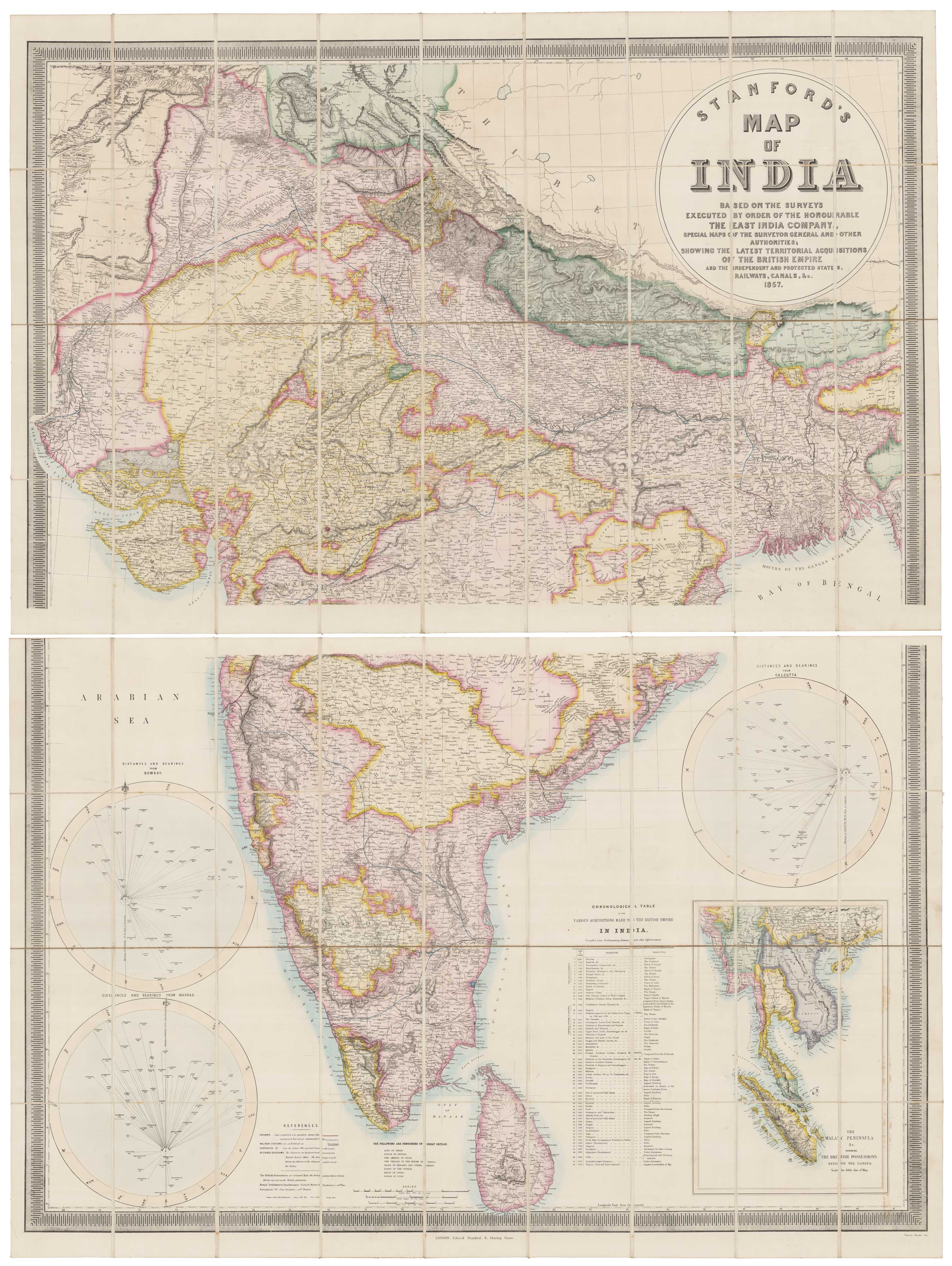 One of the last maps of India under the East India Company published by Stanford
