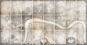 Rocque's monumental plan of London on 24 sheets, titled: A Plan of the Citiies of London and Westminster, and Borough of Southwark; with the Contiguous Buildings; From an actual Survey, taken by John Rocque, Land-Surveyor, and Engraved by John Pine, - Engraver of Seals, &c. To His Majesty.