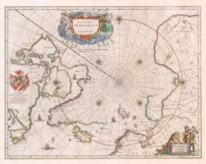 Blaeu's map of the Arctic Circle, 'Regiones sub Polo Arctico.'