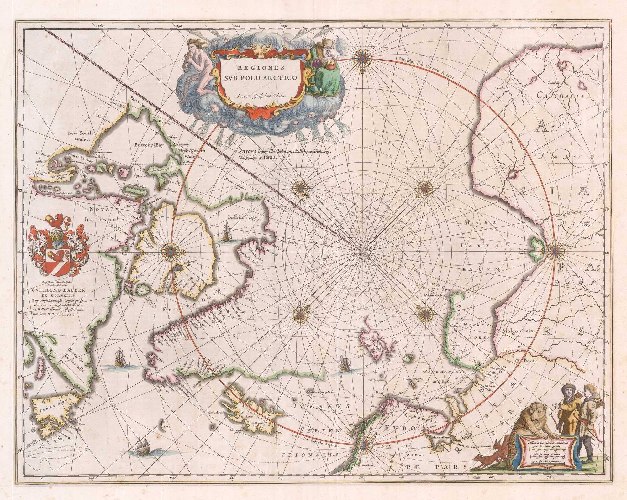 Blaeu's map of the Arctic Circle, 'Regiones sub Polo Arctico.'