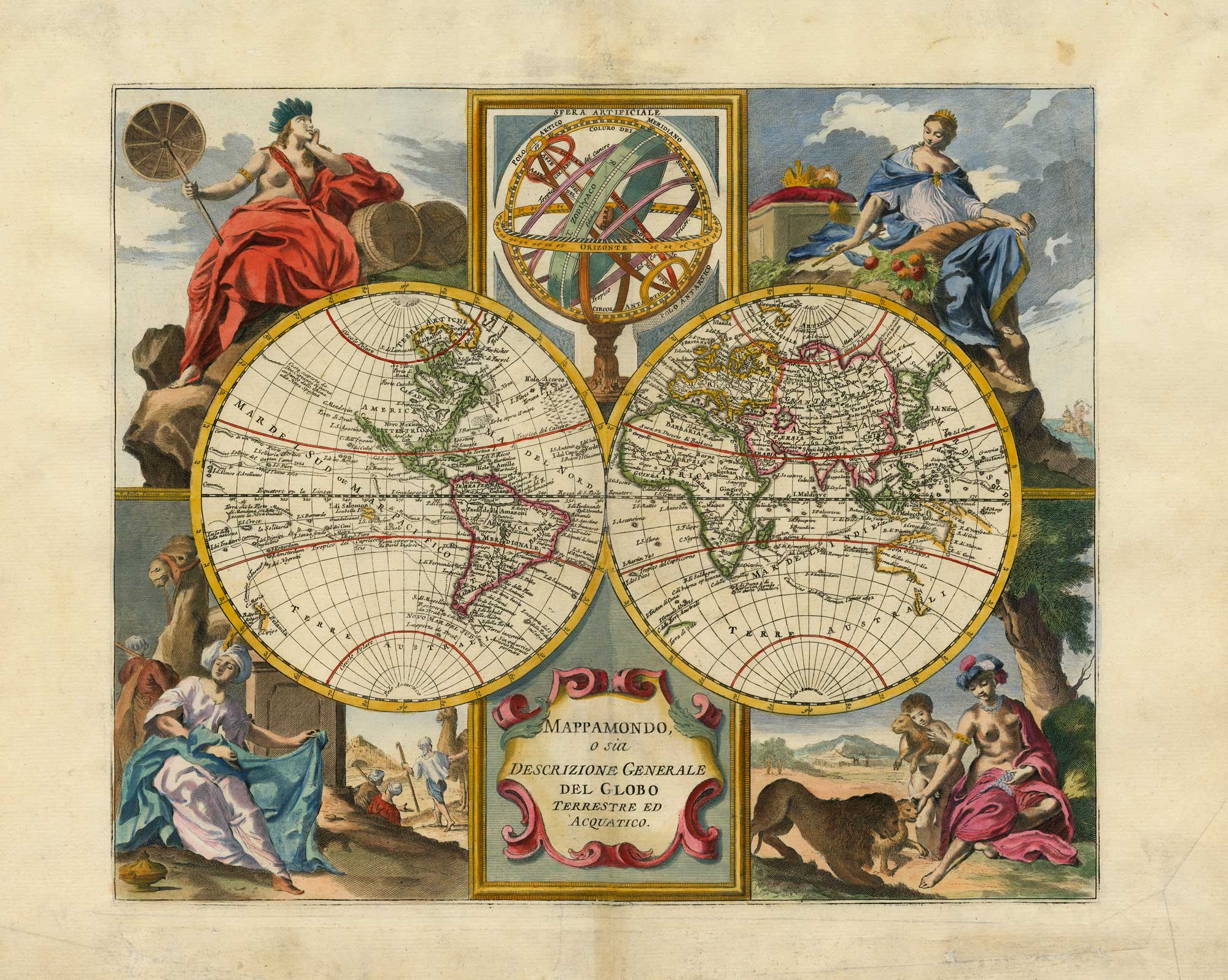 Albrizzi's world map, Mappamondo, o sia Descrizione Generale del Globo Terrestre ed Acquatico.