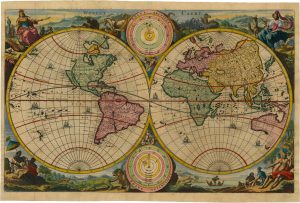 Stoopendael's map of the world, Werelt Caert. 1716
