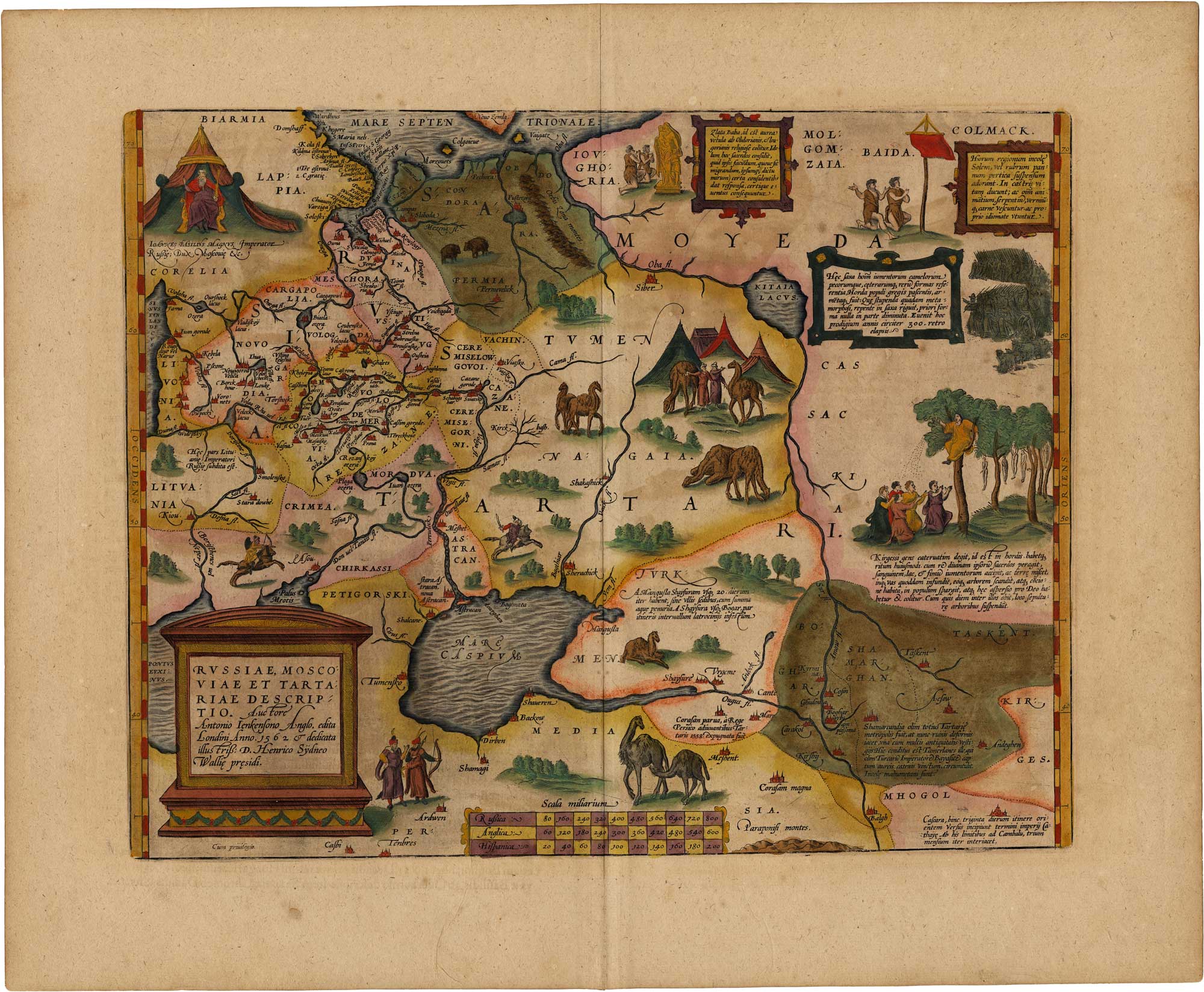 Ortelius's map of Russia, titled: Russiae, Moscoviae et Tartariae Descriptio. Auctore Antonio Ienkensono Anglo.