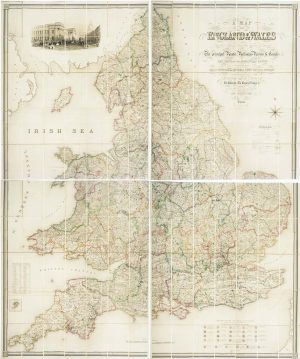 Creighton's Four-sheet folding wall map of England & Wales