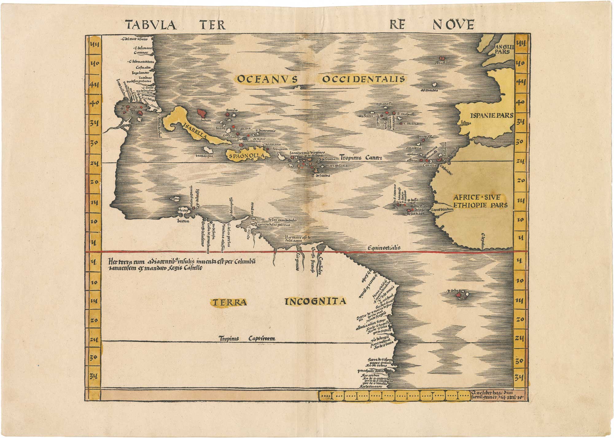 Waldseemuller's map of America 1513, titled: Tabula Terre Nove.