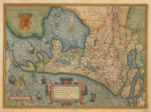 Ortelius's map of Holland, titled: Hollandiae Antiquorum Catthorum Sedis Nova Descriptio, Auctore Iacabo A Daventria.