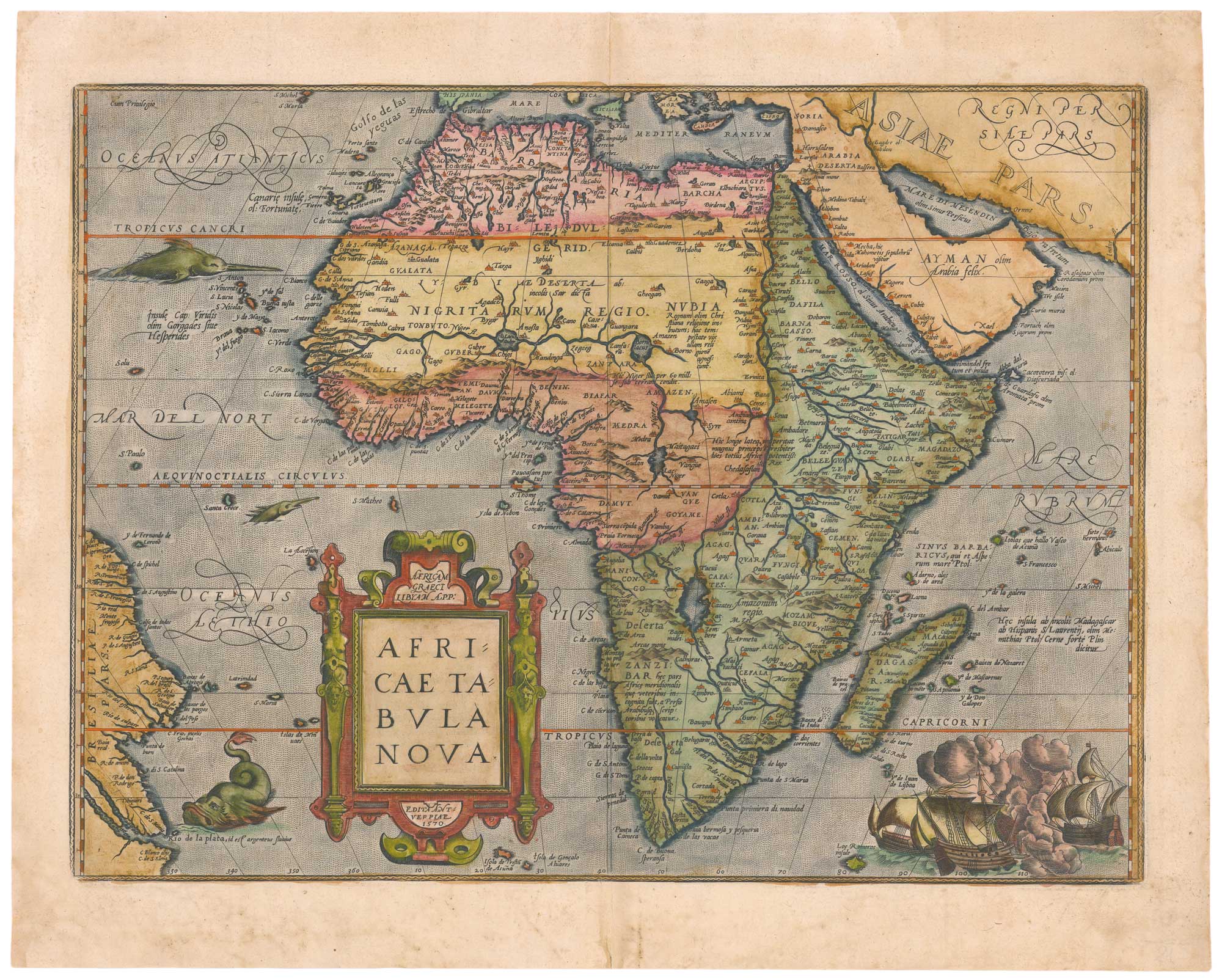 Ortelius's map of Africa, titled: Africae Tabula Nova.