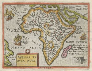 Ortelius's miniature map of Africa 1598, Africae Tabula Nova.