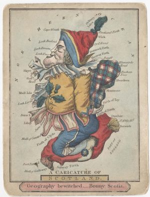 Dighton Bowles, A Caricature of Scotland. Geography bewitched. _ Bonny Scotia.
