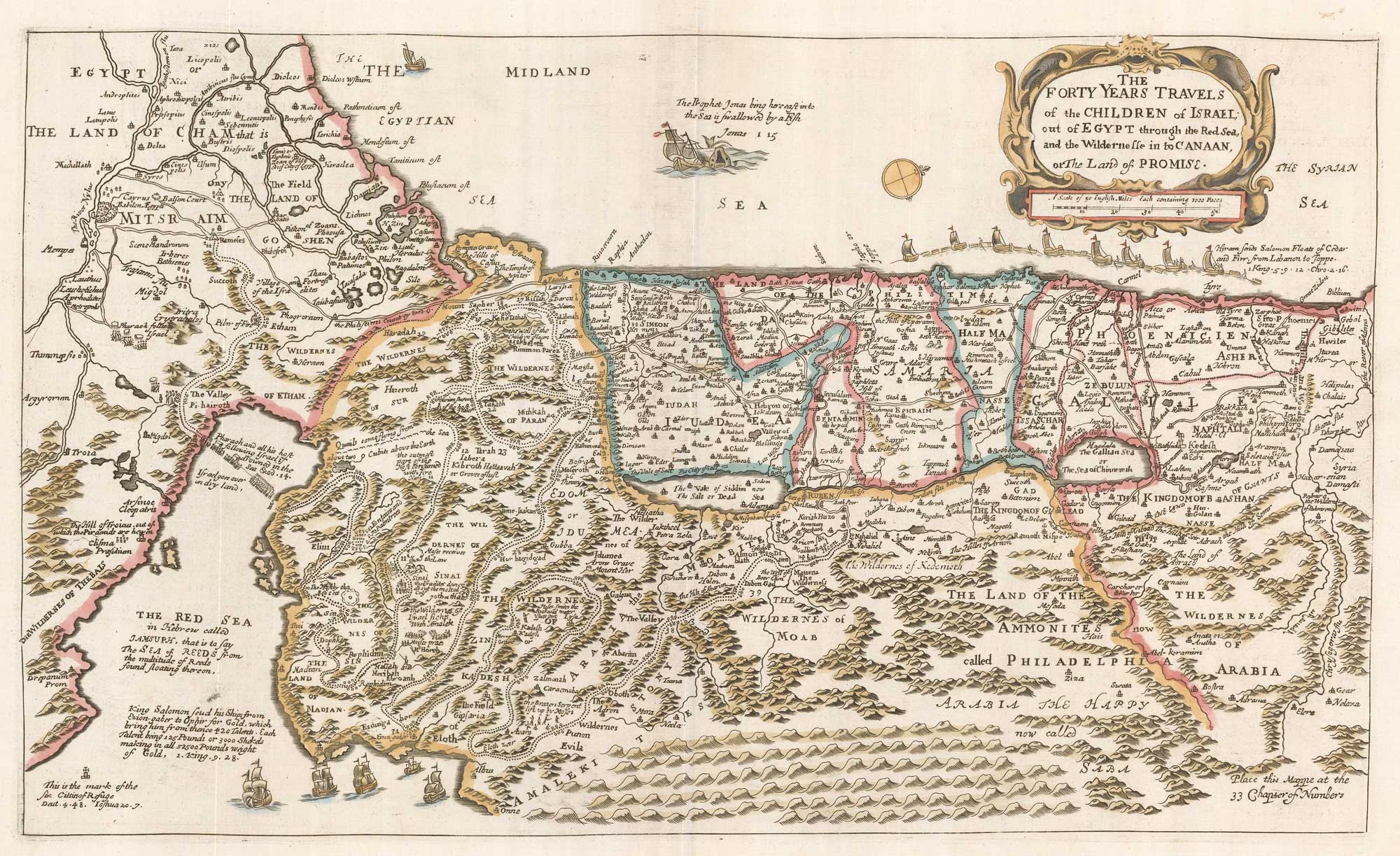 Blome, map of the Holy Land and the Exodus