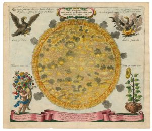 Johann Zahn's map of the Sun, titled: Schema Corporis Solaris Prout Ab Astronomis Hoc Saeculo Per Machinas Helioscopicas Observatum Est.