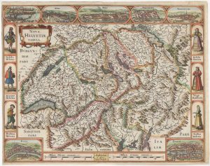 Hondius's map of Switzerland, Nova Helvetiae Tabula.