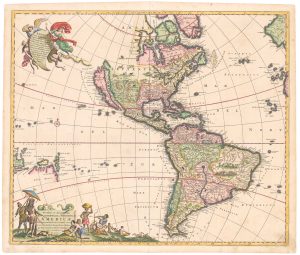 De Wit's map of the Americas, titled: Novissima et Accuratissima Totius Americae Descriptio