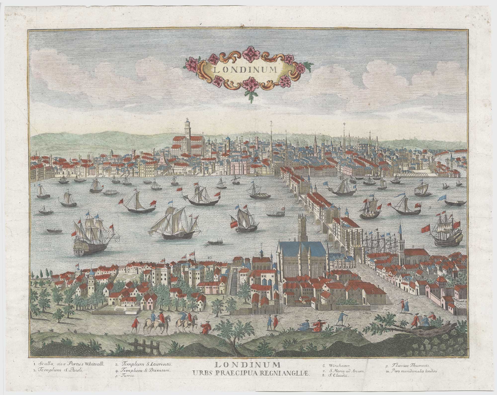 Aveline's prospect of London Pre Fire of London, titled: Londinum Urbs Praecipua Regni Angliae.
