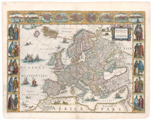 Blaeu's map of Europe, titled: Europa recens descripta.