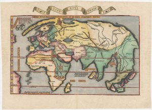 Waldseemuller / Fries World map 1535, Tabu Nova Orbis.