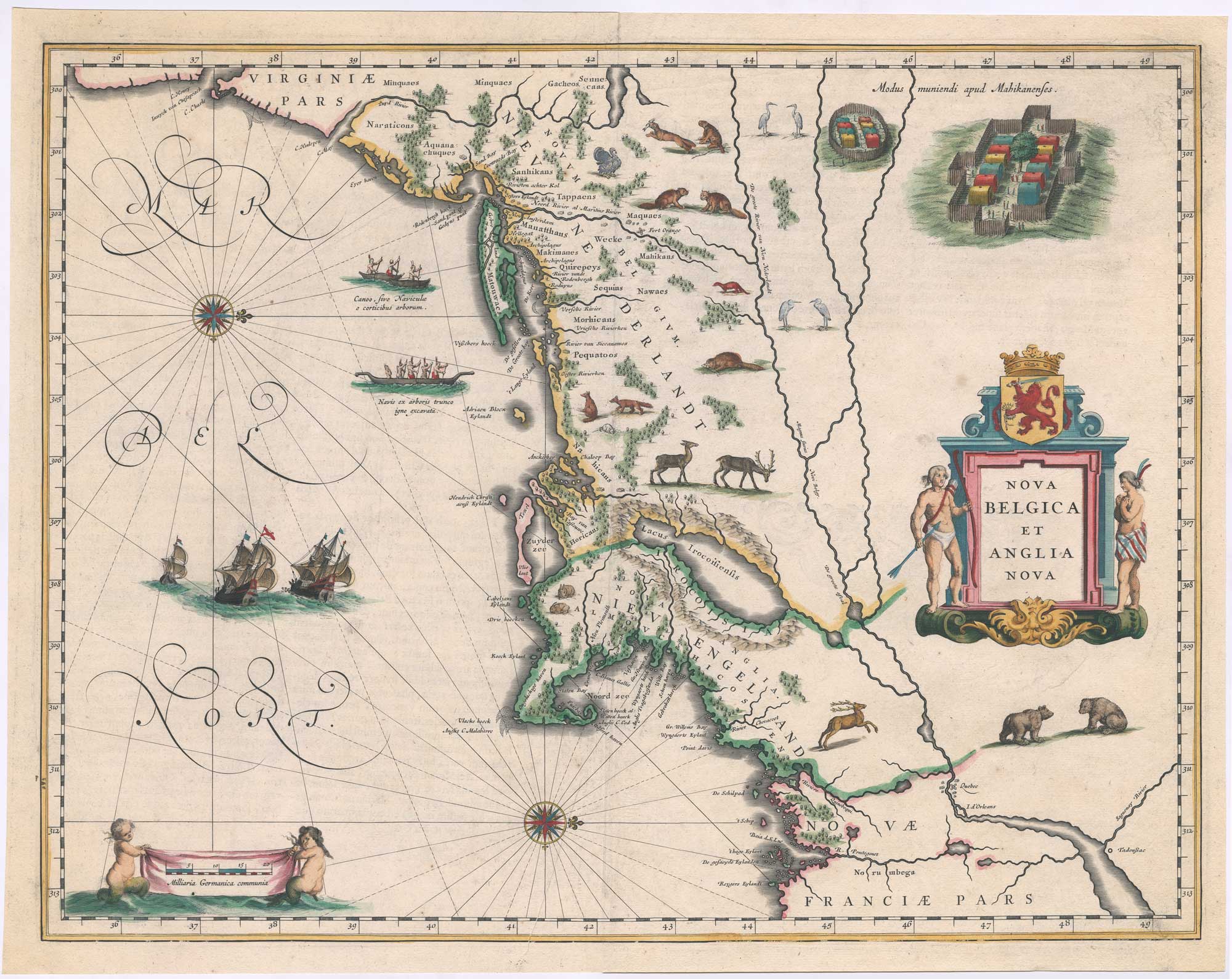 Landmark 17th century map of New England and New Netherlands