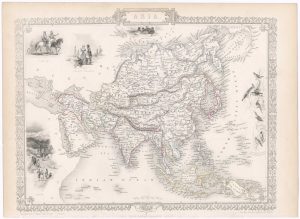 Antique map of Asia by Tallis