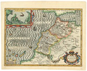 Antique map of Morocco by Hondius, 1612