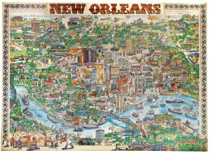 Highly decorative city view of New Orleans