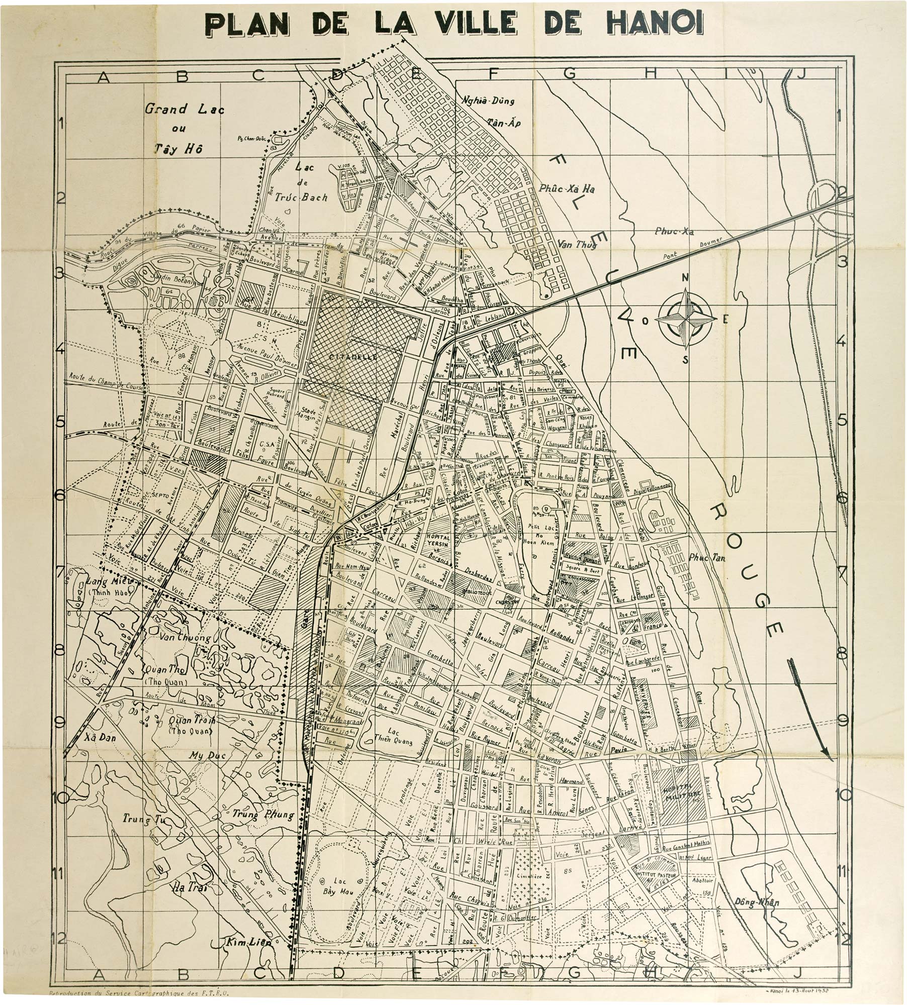 A rare plan of Hanoi published toward the end of the French Indochina war