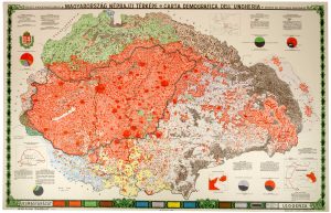 Important ethnographic map of Hungary after the Treaty of Trianon