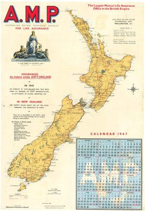 20th century map of New Zealand