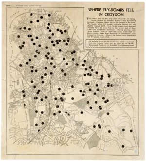 WWII map of where bombs fell in Croydon, London