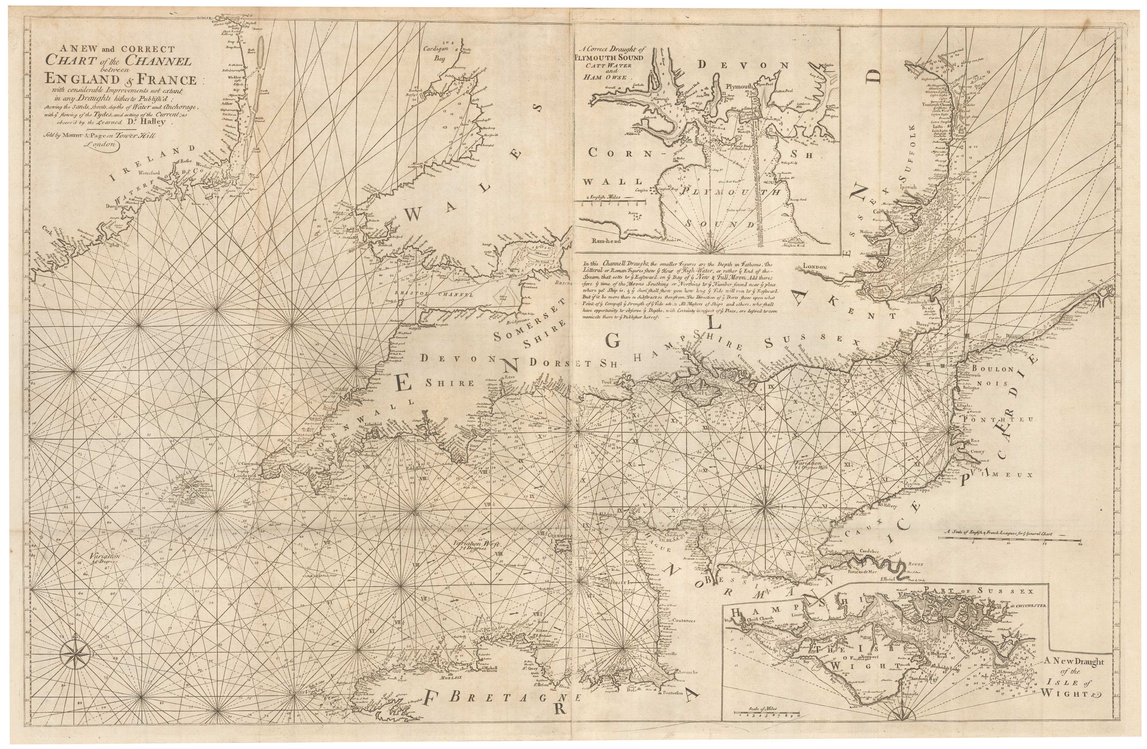Sea chart of the English Channel by Mount & Page