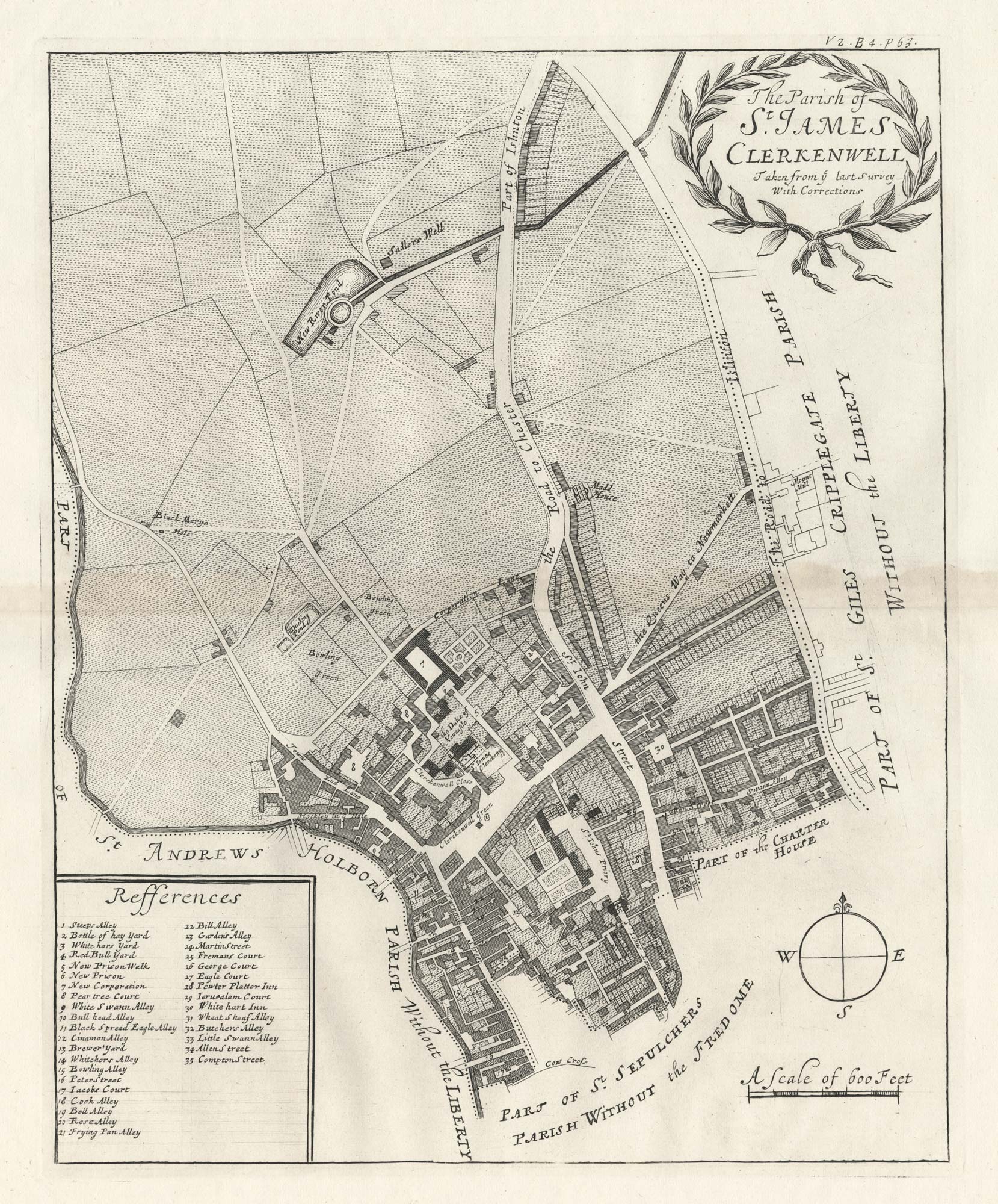 A plan of St James, Clerkenwell at the end of the 17th century