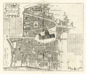 The first printed maps to focus on Farringdon and Baynards Castle by Blome