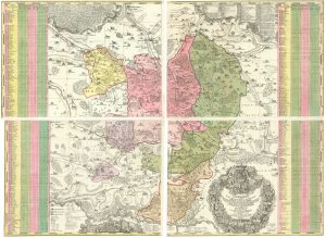 Rare four-sheet wall map of the Prince-Provostry of Ellwangen