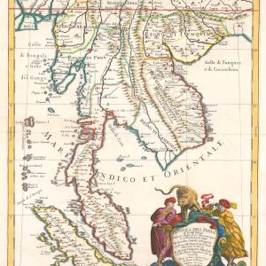 Antique map of Burma, Thailand, the Malay Peninsula, Cambodia & Vietnam by Cantelli da Vignola