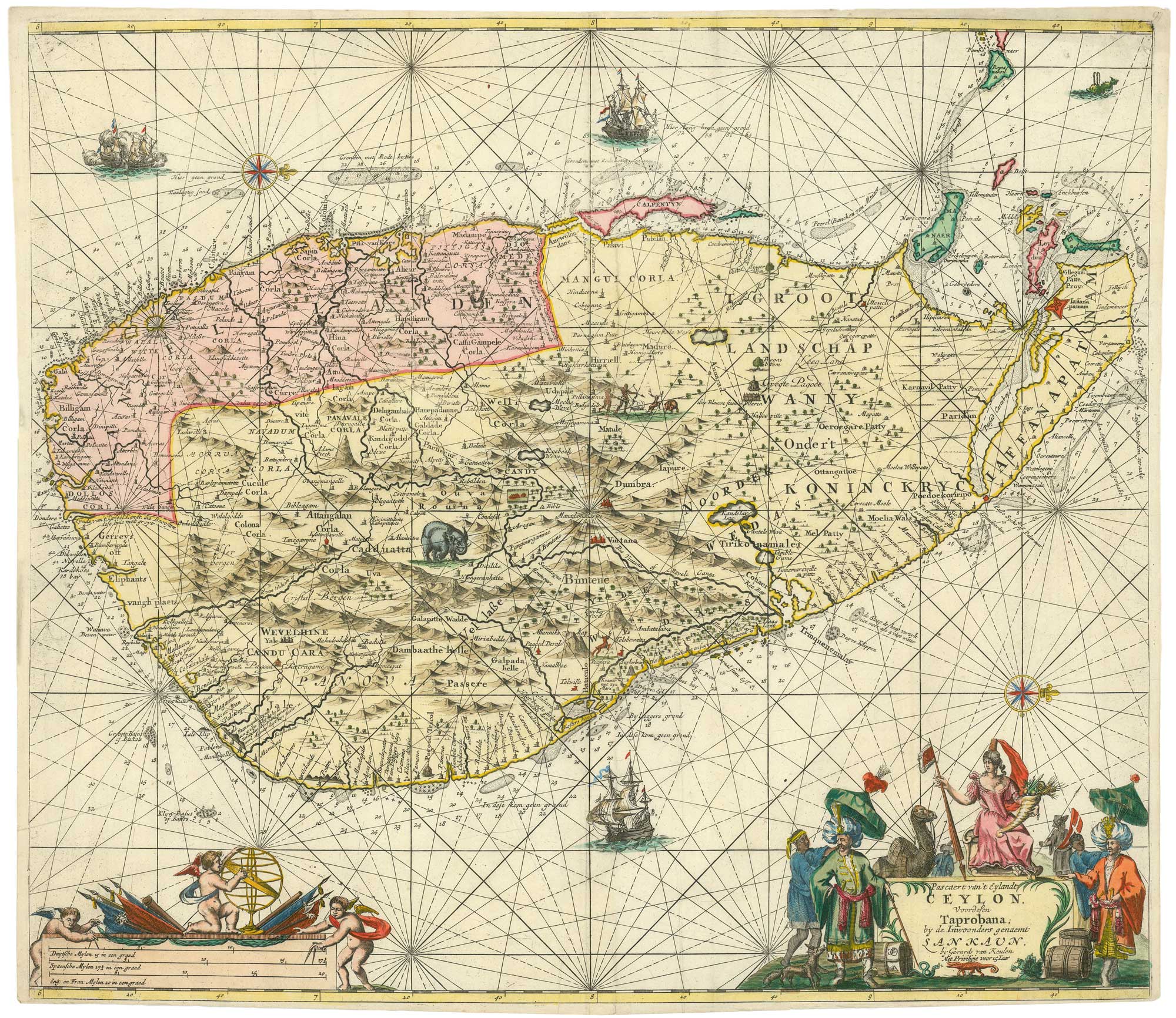 Sea chart of Sri Lanka, Ceylon by van Keulen (1710)