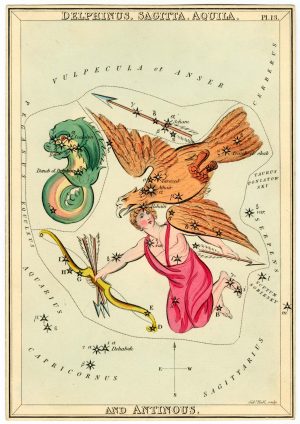 Celestial map of the constellation Aquila