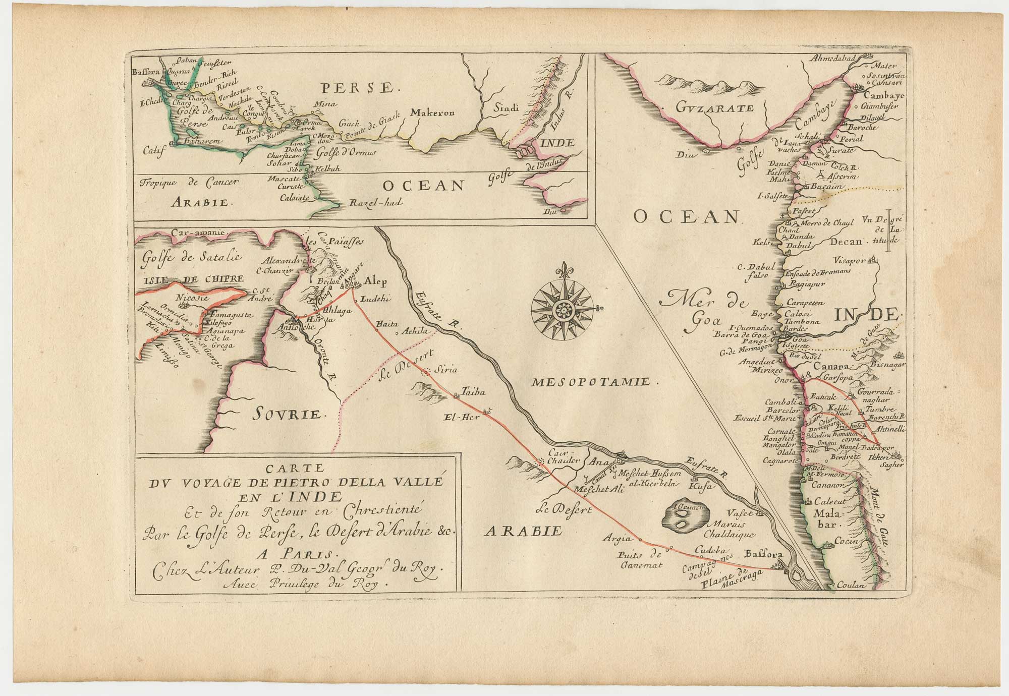 Du Val's Three maps of the routes of Pietro della Valle across Syria and Persia