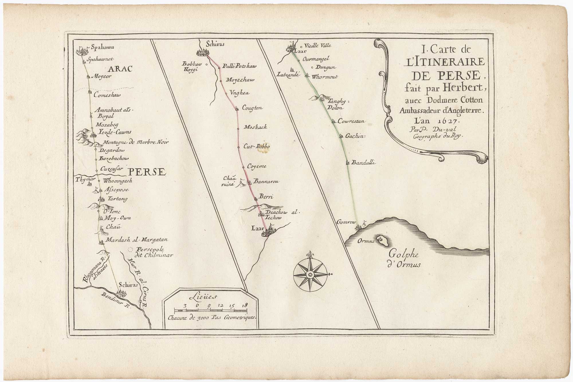 Two maps of the routes of Sir Thomas Herbert across Persia