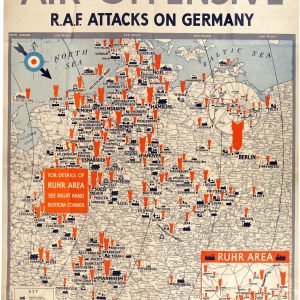 WWII poster map of Britain's attacks on Germany
