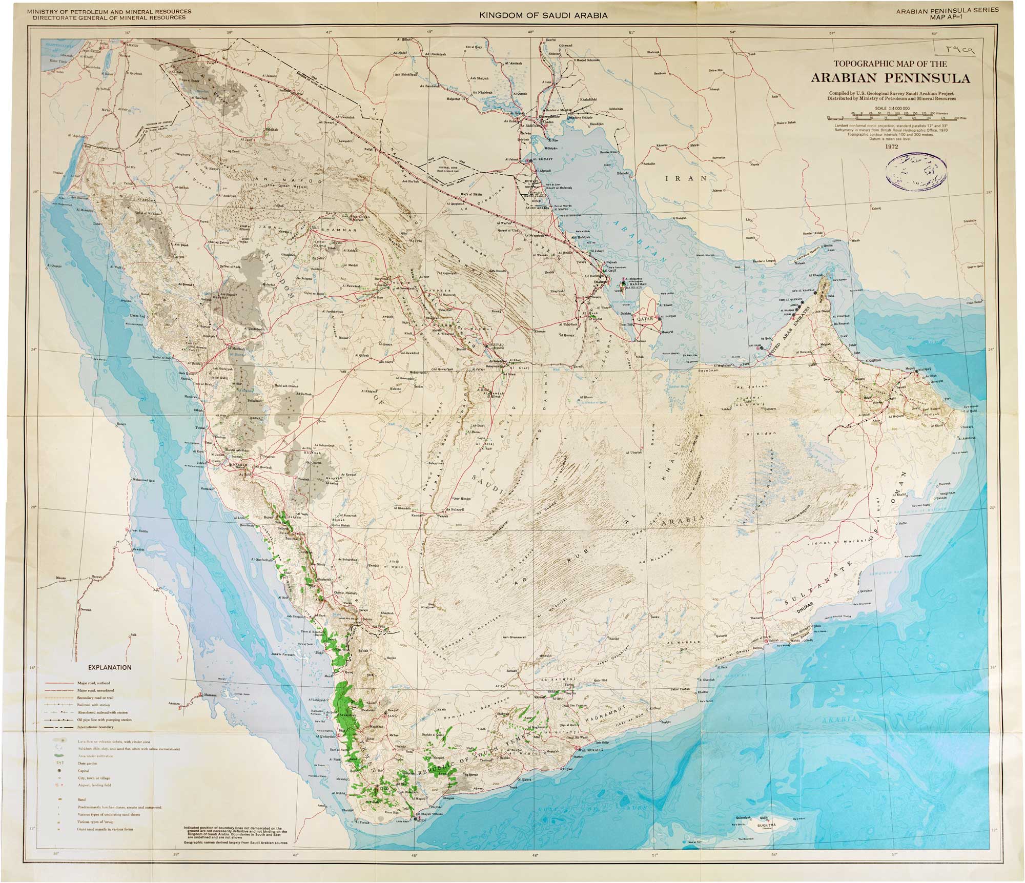 USGS Topographic map of the Arabian Peninsula