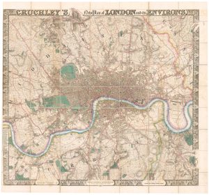 A large wall map of London in 1830 by Cruchley