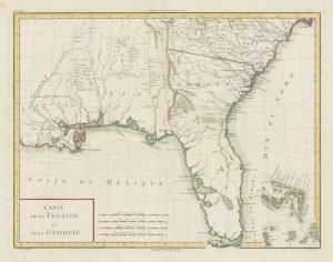 Antique map of Florida & Georgia by Tardieu