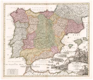 Antique map of Spain and Portugal by Homann